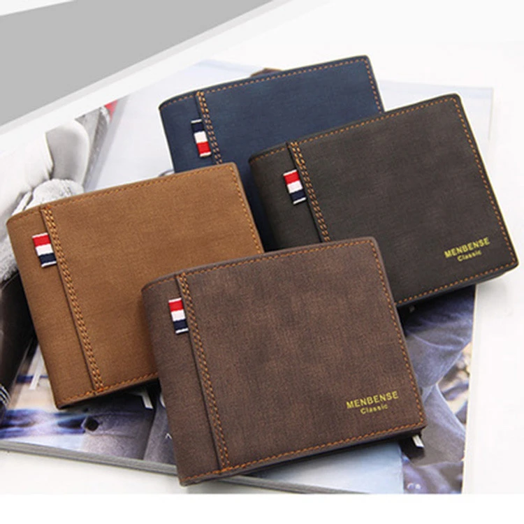 wholesale Stylish PU Leather Wallet Men Simple Casual Short Purse Small Clutch Male Wallet