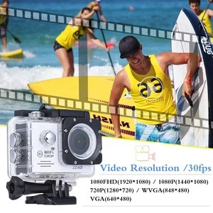 WiFi Action Camera 1080P 30fps Full HD 12MP Mini Camcorder Waterproof 2.0" LCD 150 Degree Angle Lens Anti-shake Sports DV Cam