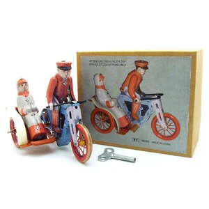 Wind Up Tin Toy Old Fashioned Sidecar Motorcycle Hotel Lobby Decoration