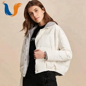 Winter warm simple white women down jacket coat with ODM service