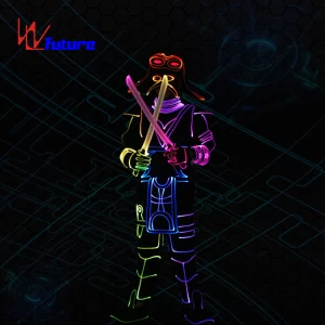 WL-0238  LED Traditional Cosplay Rave Clothing Myth Figure performance wear Fiber Optic Light Tron Dance Costumes with Helmet
