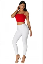 Women Elastic Stretch Jeans High Waist Solid Color Trousers Women Pencil Pants Skinny Jeans Denim Pants