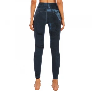Women Marbling Exercise Legging Fitness Shiny Splice Pants Yoga Shapewear Pocket Tummy Control Nylon Spandex Fabric OEM Logosuit