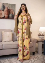 Women Print Floral Wholesale Caftan Kaftan Islamic Clothing Abaya Dubai 2021
