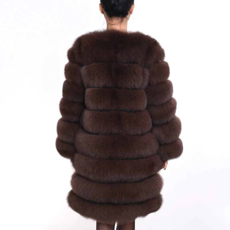 Women winter removable real fox fur coat fox