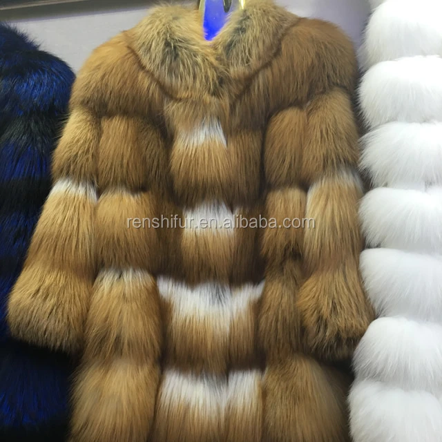 Womens Fashion Real Fox Fur Russian Winter Coat