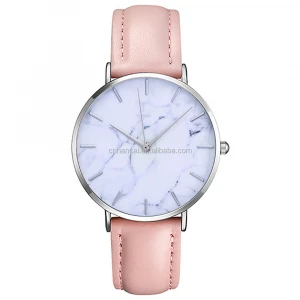Women&#x27;s Clock Ladies Fashion Simple Stylish Marble Mirror Dial Watches Men Women Slim Leather Analog Classic Casual Wrist Watch