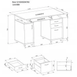 Wood Office Furniture Beech Color Large Writing and Computer Desk with A4 Filing Drawer