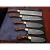 Import Wooden & Brass Handle / Damascus Steel Blade 5 Pieces Kitchen Knife Set With Leather Role Kit Chef Knives (HRS-563) from Pakistan