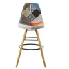 Wooden legs fabric patchwork bar stool