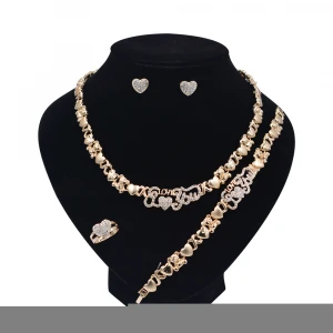 XOXO necklace set ladies earring set 24k heart indian wedding jewelry sets