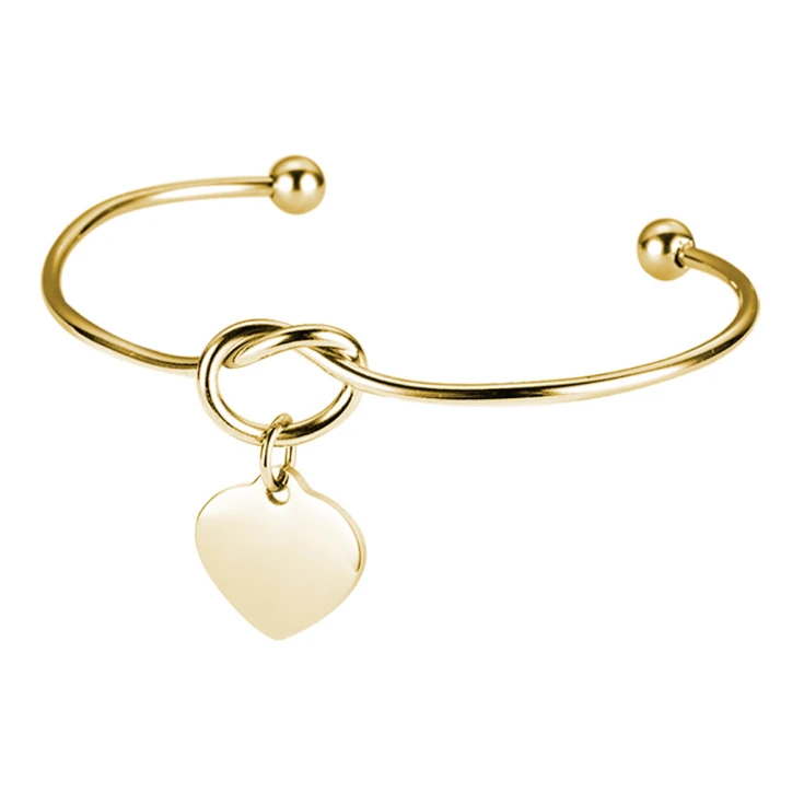 XUNBEI Titanium steel wire peach heart bracelet winding love knot charm couple bracelet