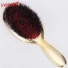 Yaeshii hot sell boar bristle big gold and silver plastic chromeplated hair massage comb scalp paddle with air bag hair brush