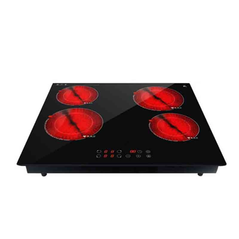 Zhongshan manufacture electrical crystal glass 4 burners commercial infrared cooker ceramic hob 6800w cooktops Germany EGO