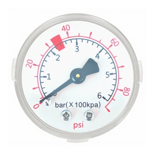 Car Pressure Gauge 1-3/5" Dial Back Mount,0-80 Psi, Dual Scale Measurement Tool, Test Accessory for Car Air Inflator Pu