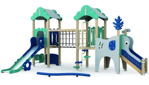 Animal theme playground with Stainless steel slide and elephant ladder