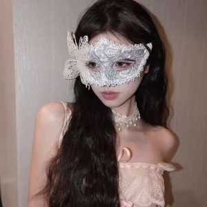 White Lace Butterfly Half Face Mask Women Masquerade Carnival Halloween Party Eye Mask