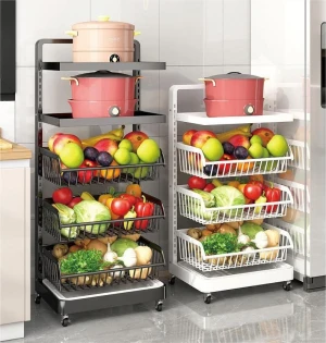 Adjustable kitchen pot rack floor-standing multi-layer pot and vegetable rack fruit and vegetable basket storage rack