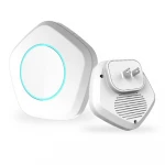 TRANHUIT Push-Button Wireless Doorbell, Easy Install, Over 1000-feet Range, 36 USA Chimes, Adjustable Volume and LED Flash, White