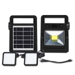 solar lighting system with 2pc flood light, outport charge phone