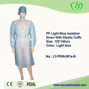 LY Disposable Medical PP Isolation Gown With Elastic Cuffs