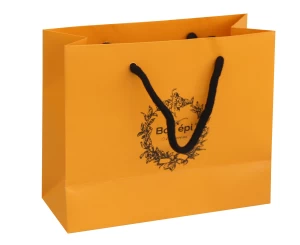 Customized Shopping Bag for Packaging Chocolates with Matted Gold Logo
