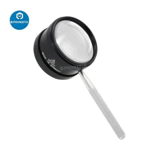 35X Black Magnifying Glass K9 Optical Lens Removeable Silver Handle Jewelry Loupe Read Repair L