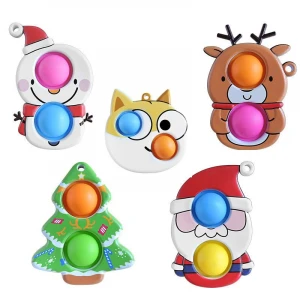 Xmas Stress Reliever Silicone Squeeze Toy Elk Snowman Christmas Tree Toy Santa Claus Bubble Fidget Sensory Toy