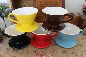1 hole Candy color ceramic coffee bowl cup V60-01 Screw type Ceramic coffee hand punch 1-2 servings hand coffee filter dripper