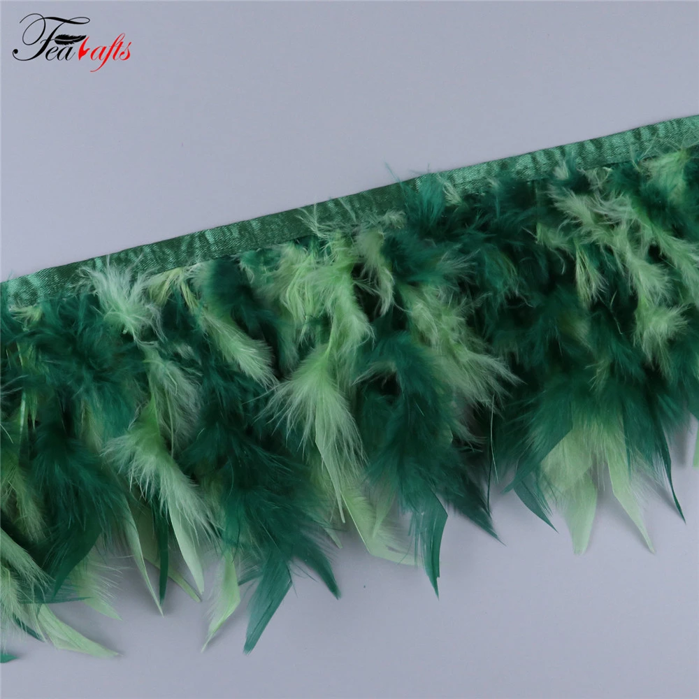 10-15cm Turkey Deep Green And Light Green Feather For Sale Marabou Feather Fringe Trim For Jewelry Crafts Costumes Sewing