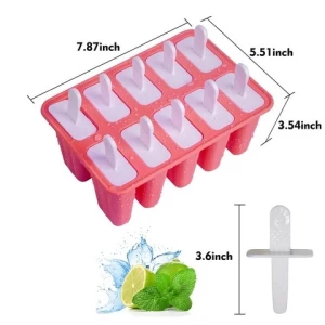 10 cavity Silicone Ice Cream Popsicle Stand Mold  BPA Free Homemade Ice Pop Molds with Popsicle Sticks