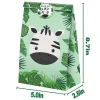 12 PCS Jungle Animals Party Favor Bags Kids Cookie Goody Bags Kraft Craft Paper Gift Bag with Stickers for Party Supplies
