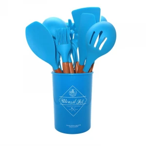 12 Pieces Silicone Utensils Cookware Set With Wooden Handle Utensils Silicone Cooking Tools Silicone Kitchen Accessories