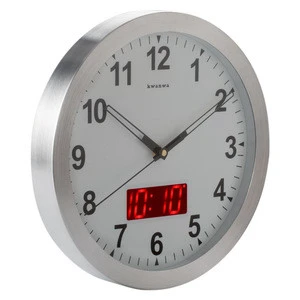 12&quot; Round Digital LED Clock Non-Ticking Metal Frame Battery Operated Only MOQ  200PCS