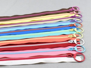 15-40cm Closed end Resin zippers 10 colors fashion pull ring zipper head DIY Sewing Bag garment zipper