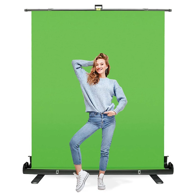 1.5*2m Floor Rising Collapsible Greenscreen Backdrop Portable Chromakey Panel Green Screen Live Background For Video Live Stream