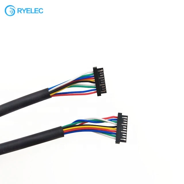 1571 28awg 0.8mm pitch 10pin DF52-10P-0.8C hirose  PVC internal cable wire harness with heat shrinkable tube