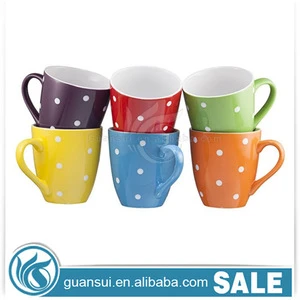 16 oz Large Coffee Tea Water Cup New Design Drinkware Gift Ceramic Mug Sets Custom Color Polka Dots Ceramic Coffee Mugs