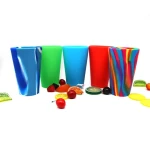 16oz Straight Silicone Drink Cup Thickened Anti-Scald Anti-Fall Design for Students Children Outdoor Sports Cup