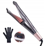 2 in 1 Hair Straightening And Curling Iron LED  Ceramic Titanium Custom Flat Irons Wholesale Private Label