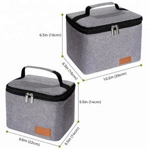 2 Packed insulated lunch bag with 2 way zipper closures heavy-duty insulated cooler bag