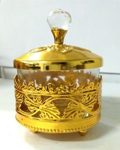 2016 latest small metal sugar pot with crystal