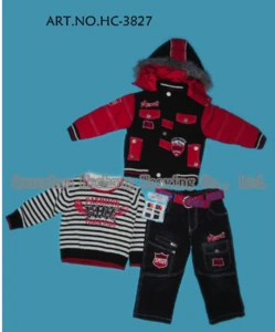 2018 boy&#039;s 3pcs set winter children garment