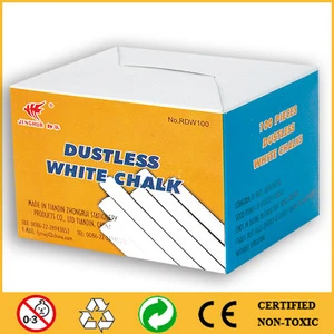 2019 Popular stationery non-toxic dustless 100pcs white chalk for school teaching