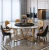 Import 2020 maximum sale modern luxury marble stone top stainless steel legs dining room sets metal dining table sets from China