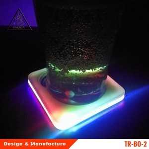 2020 New arrival Square mini LED bottle coaster with bottle opener for bar or party