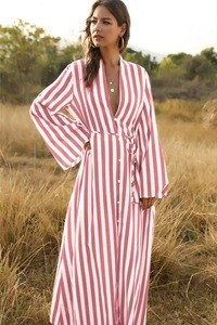 2020 New Latest Designs Floral Printed Lady Woman Stripes Casual Dress Long Maxi Boho Beach Dress