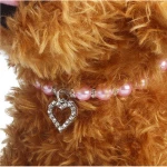 2020 Pet Jewelry Pearl Necklace Small Designers Dog Pink Pearl Necklace With Heart Charm