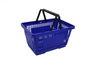 2021 Excellent Quality  Supermarket Convenient Red Black Green Plastic Shopping Baskets With Two Handles