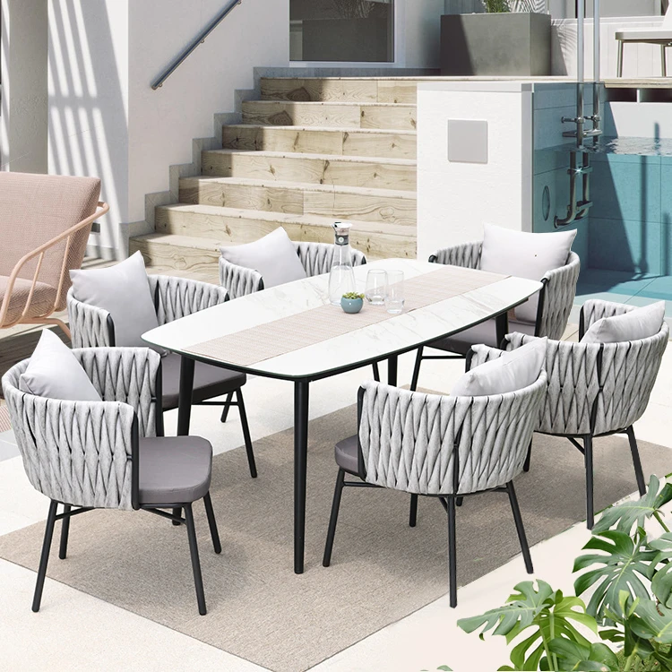 2021 Factory Directly Sale Wholesale Stacktable Aluminum Outdoor Restaurant Rattan / Wicker Dining Garden Patio  Chairs